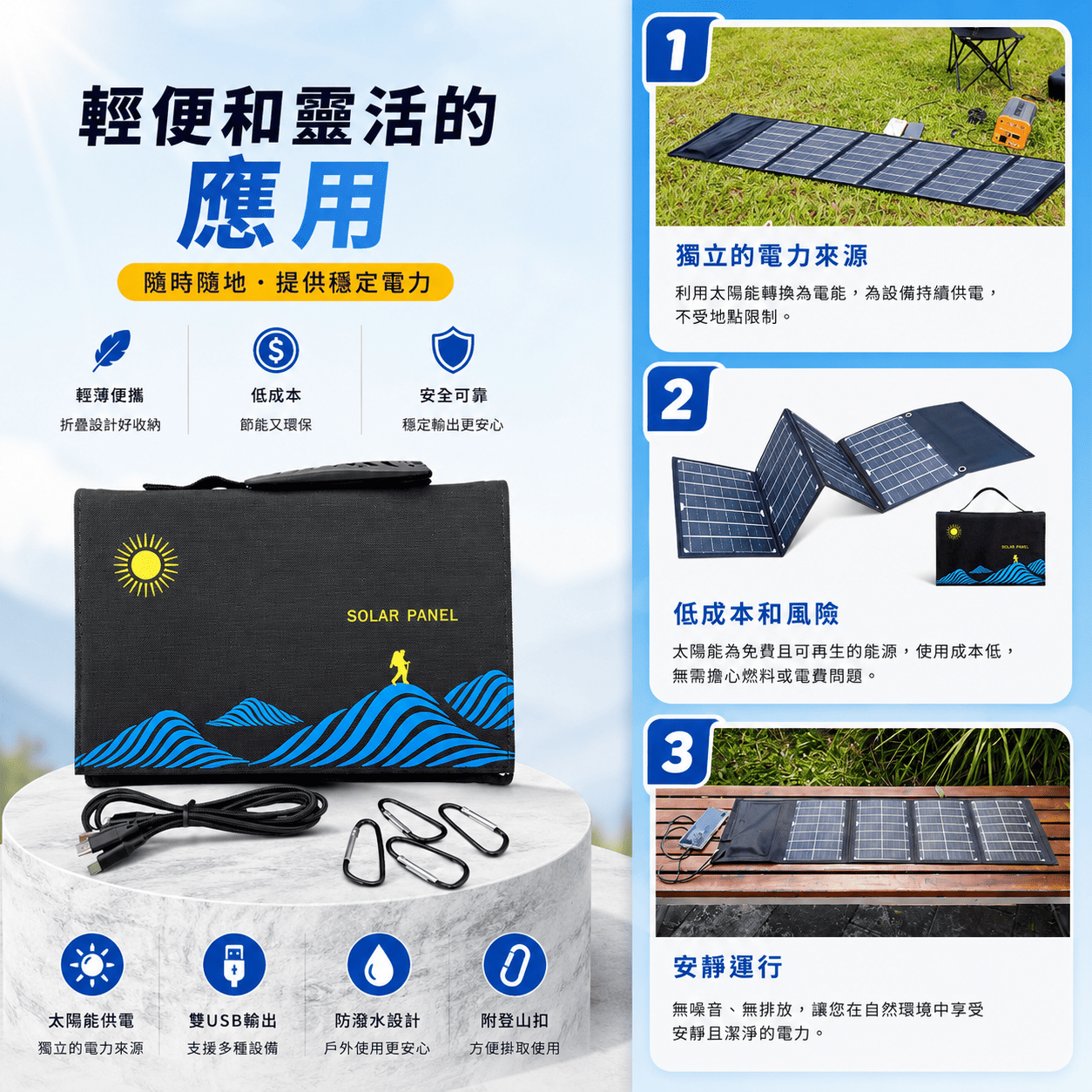 折疊式太陽能充電板(30W)