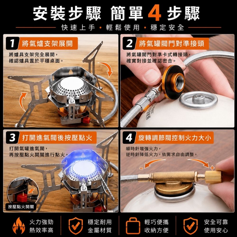 折疊野營爐(附卡式轉接頭)